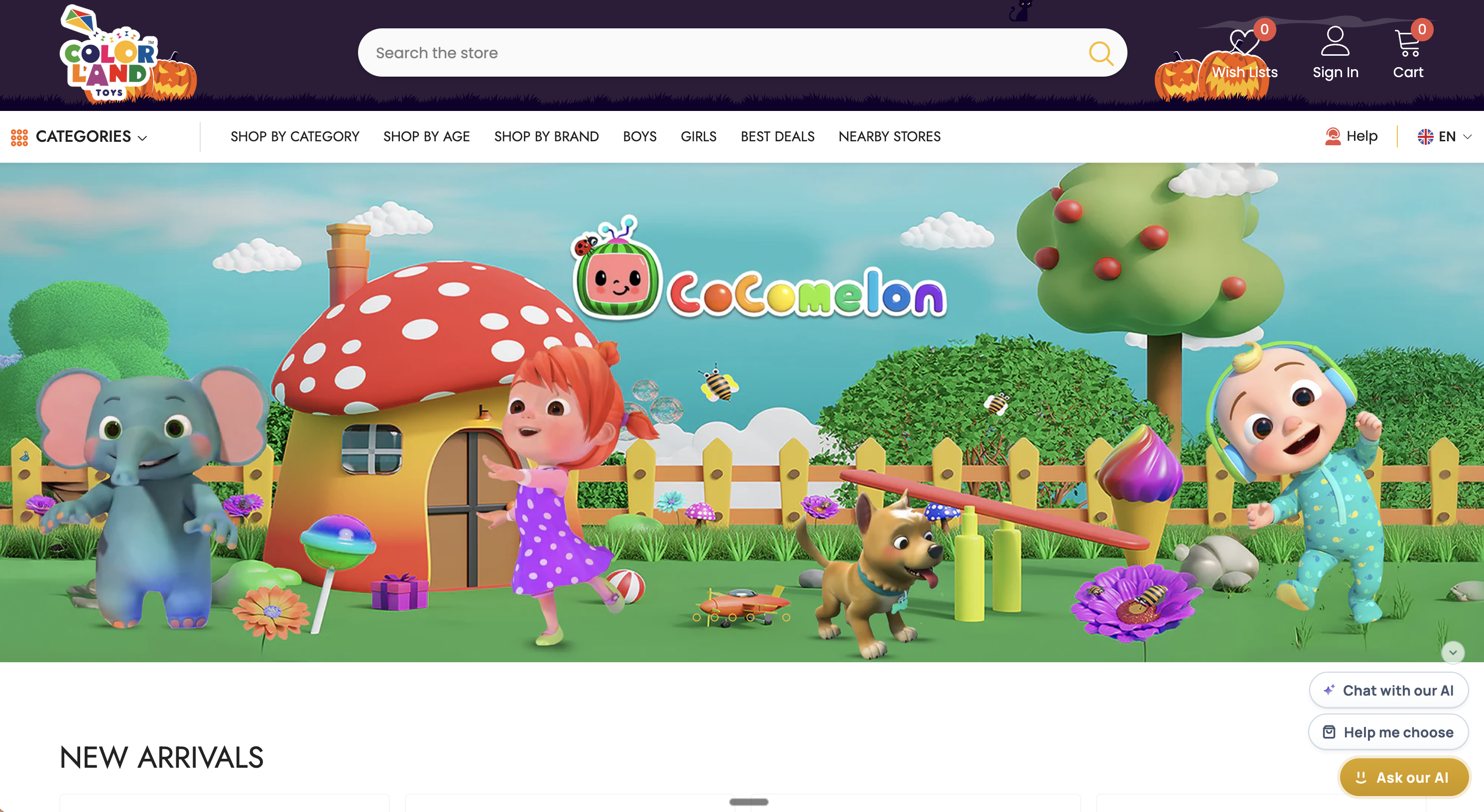 Colorland Toys store with Angle AI assistant